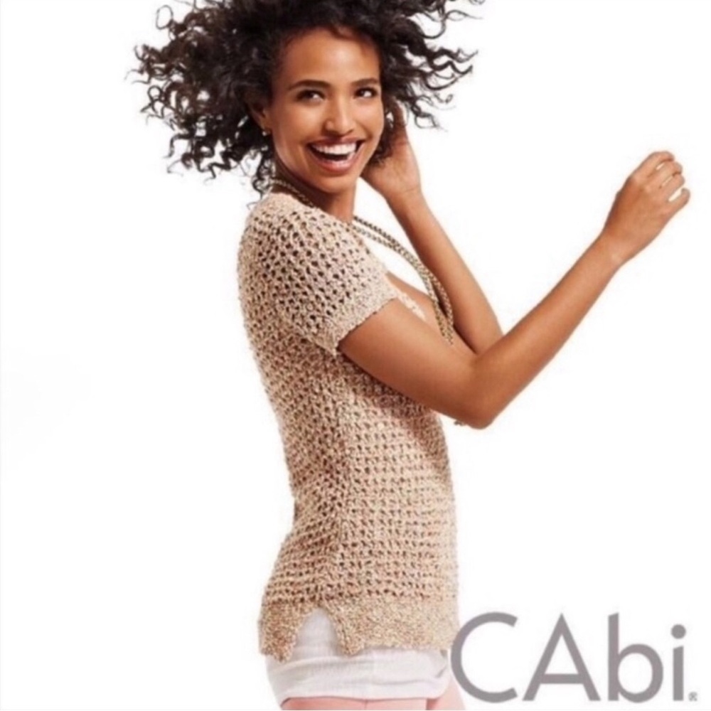CAbi 196 Sorbet Open Knot Weave Vibrant Multicolored Casual Cotton Top